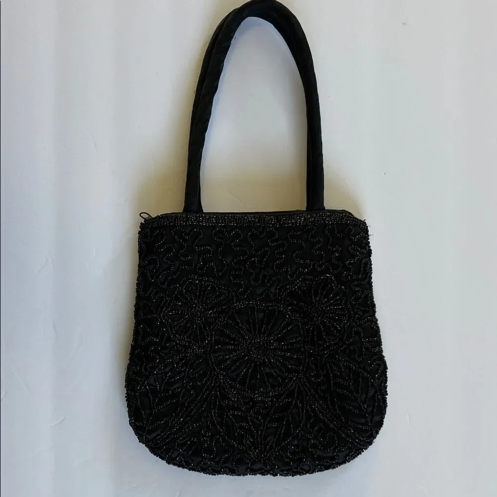 Vintage Y2K Black Beaded evening party Bag made in India
